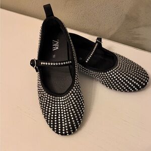 Zara Kids Black and Silver Studded Dress Shoes